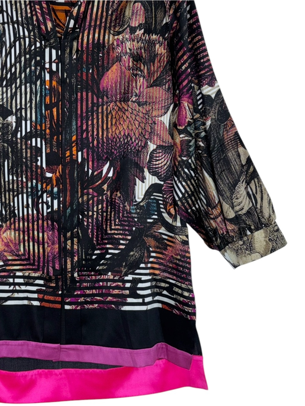 Elie Tahari Silk Multicolor Relaxed Fit Abstract Blouse Floral Print Tunic Top - Picture 8 of 16
